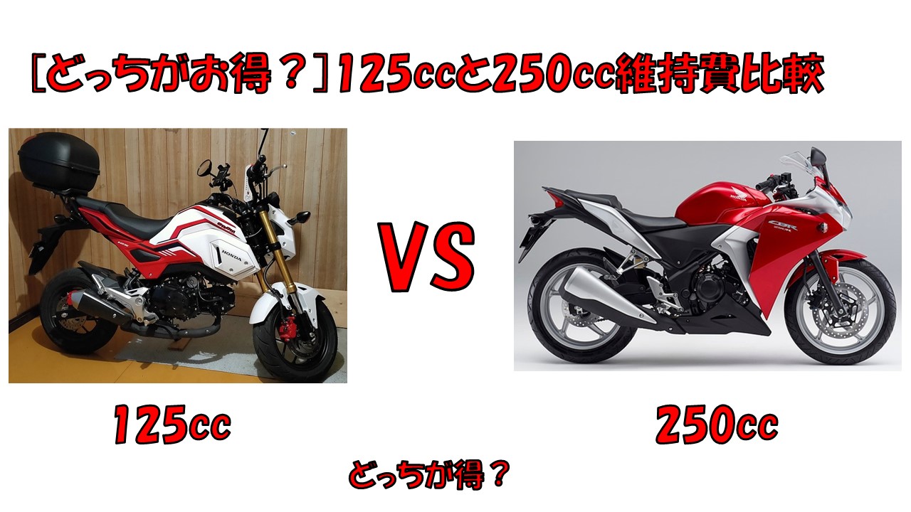 どっちが得 125ccと250cc維持費比較 Masa S Motor Life Blog